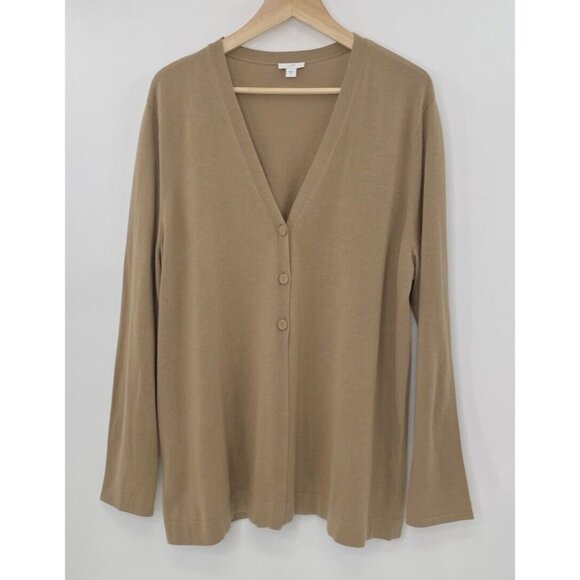 J. Jill Sweaters - J. Jill Women’s Camel Brown Three Button Wool Blend Cardigan Sweater XL Preppy